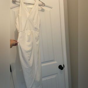 NWOT Lulus long white dress off one shoulder.